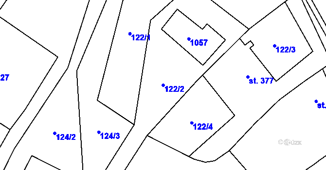 Parcela st. 122/2 v KÚ Kokory, Katastrální mapa