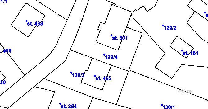 Parcela st. 129/4 v KÚ Kokory, Katastrální mapa