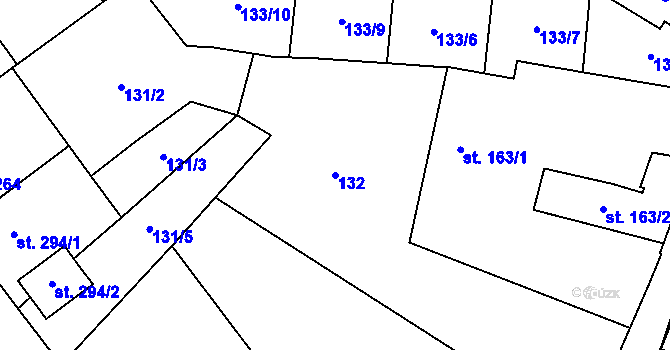 Parcela st. 132 v KÚ Kokory, Katastrální mapa