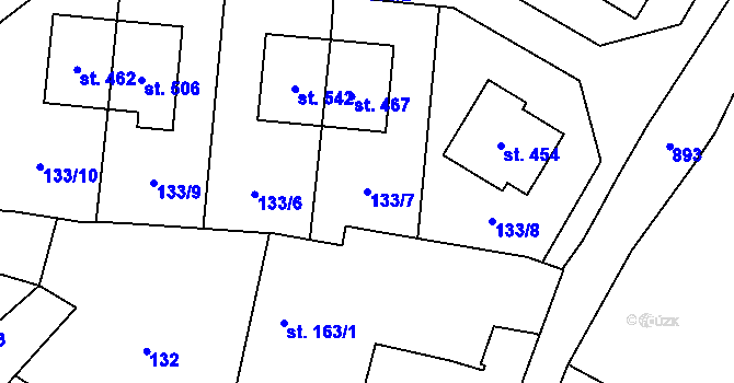 Parcela st. 133/7 v KÚ Kokory, Katastrální mapa