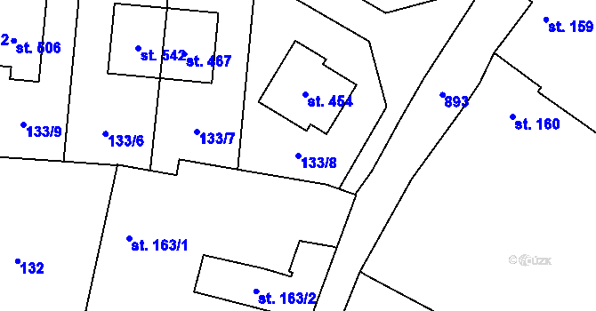 Parcela st. 133/8 v KÚ Kokory, Katastrální mapa