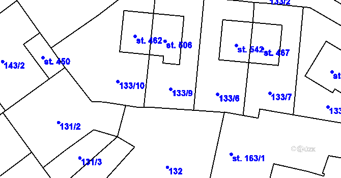 Parcela st. 133/9 v KÚ Kokory, Katastrální mapa