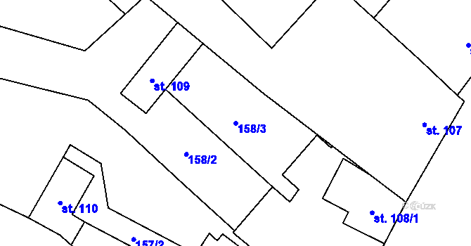 Parcela st. 158/3 v KÚ Kokory, Katastrální mapa