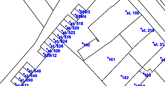 Parcela st. 160 v KÚ Kokory, Katastrální mapa