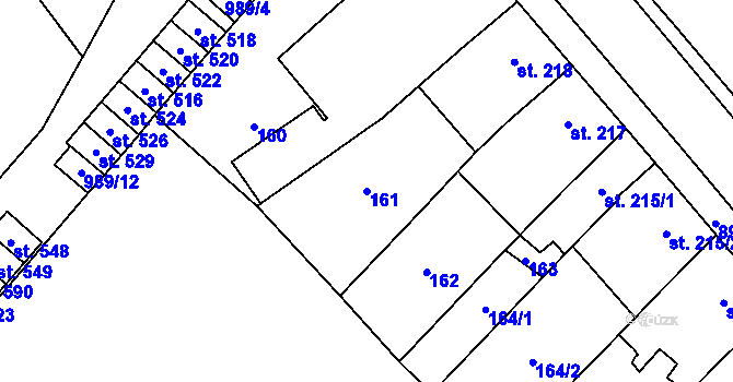 Parcela st. 161 v KÚ Kokory, Katastrální mapa