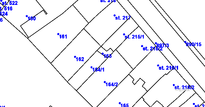 Parcela st. 163 v KÚ Kokory, Katastrální mapa