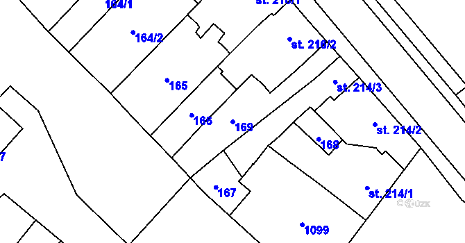 Parcela st. 169 v KÚ Kokory, Katastrální mapa