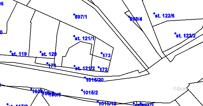 Parcela st. 173 v KÚ Kokory, Katastrální mapa