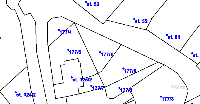 Parcela st. 177/1 v KÚ Kokory, Katastrální mapa