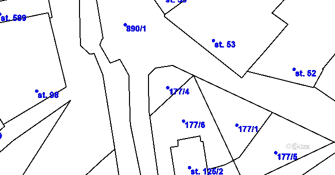 Parcela st. 177/4 v KÚ Kokory, Katastrální mapa