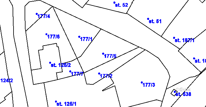 Parcela st. 177/5 v KÚ Kokory, Katastrální mapa