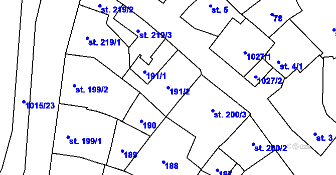 Parcela st. 191/2 v KÚ Kokory, Katastrální mapa