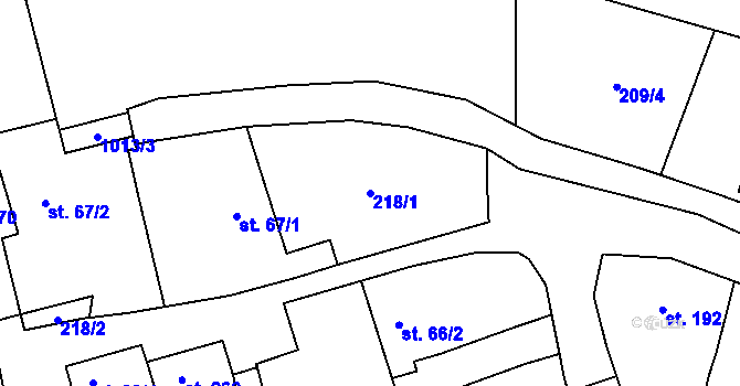 Parcela st. 218/1 v KÚ Kokory, Katastrální mapa