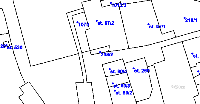 Parcela st. 218/2 v KÚ Kokory, Katastrální mapa