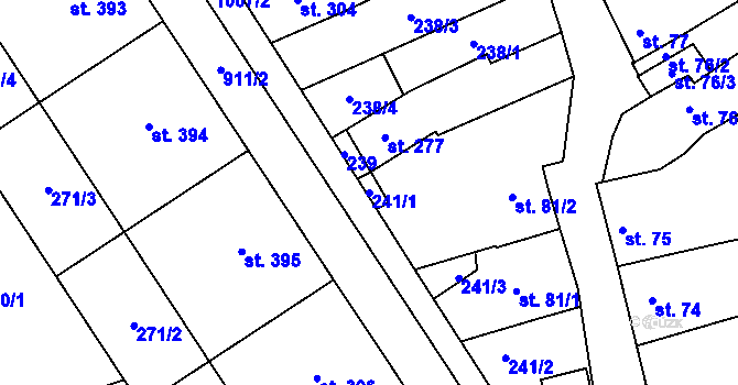 Parcela st. 241/1 v KÚ Kokory, Katastrální mapa