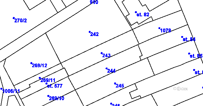Parcela st. 243 v KÚ Kokory, Katastrální mapa