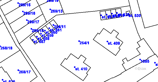 Parcela st. 254/1 v KÚ Kokory, Katastrální mapa