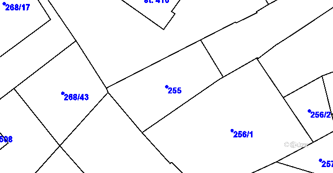 Parcela st. 255 v KÚ Kokory, Katastrální mapa