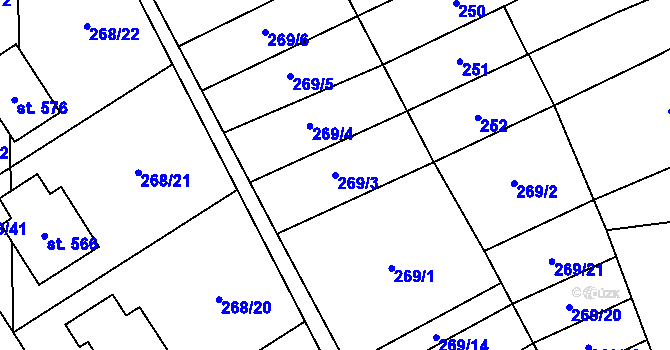 Parcela st. 269/3 v KÚ Kokory, Katastrální mapa