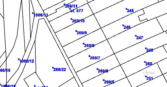 Parcela st. 269/8 v KÚ Kokory, Katastrální mapa