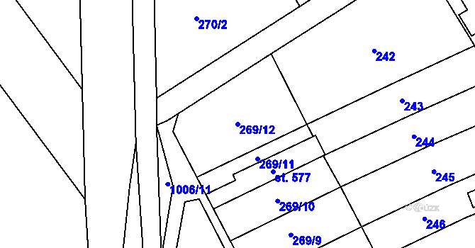 Parcela st. 269/12 v KÚ Kokory, Katastrální mapa
