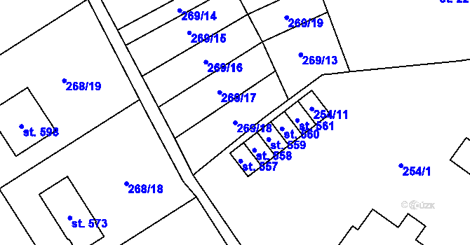 Parcela st. 269/18 v KÚ Kokory, Katastrální mapa