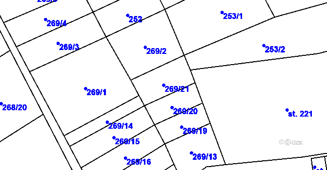 Parcela st. 269/21 v KÚ Kokory, Katastrální mapa