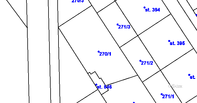 Parcela st. 270/1 v KÚ Kokory, Katastrální mapa
