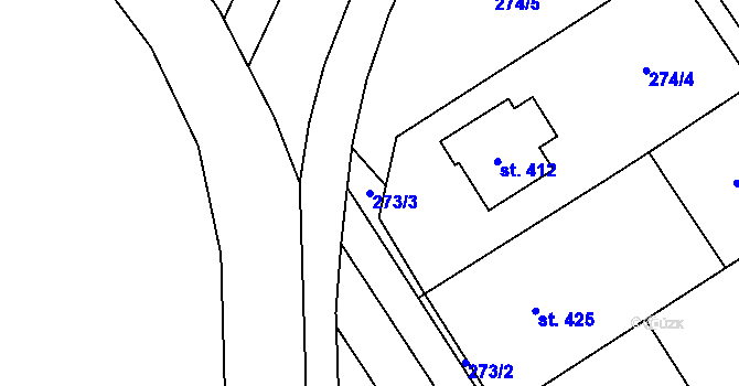 Parcela st. 273/3 v KÚ Kokory, Katastrální mapa