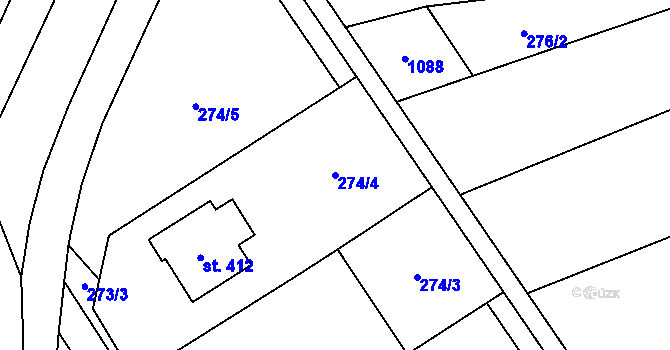 Parcela st. 274/4 v KÚ Kokory, Katastrální mapa