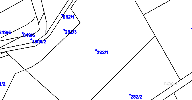 Parcela st. 282/1 v KÚ Kokory, Katastrální mapa