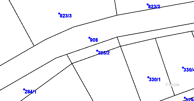 Parcela st. 285/2 v KÚ Kokory, Katastrální mapa
