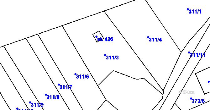 Parcela st. 311/3 v KÚ Kokory, Katastrální mapa