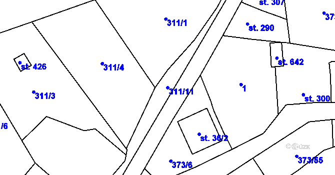 Parcela st. 311/11 v KÚ Kokory, Katastrální mapa