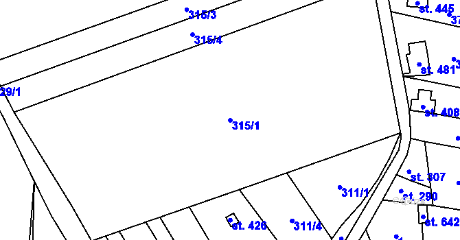 Parcela st. 315/1 v KÚ Kokory, Katastrální mapa