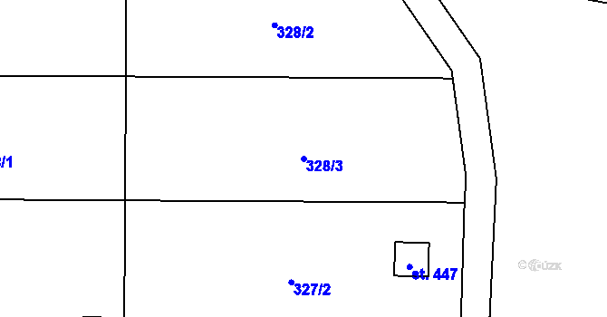 Parcela st. 328/3 v KÚ Kokory, Katastrální mapa