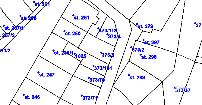 Parcela st. 373/3 v KÚ Kokory, Katastrální mapa