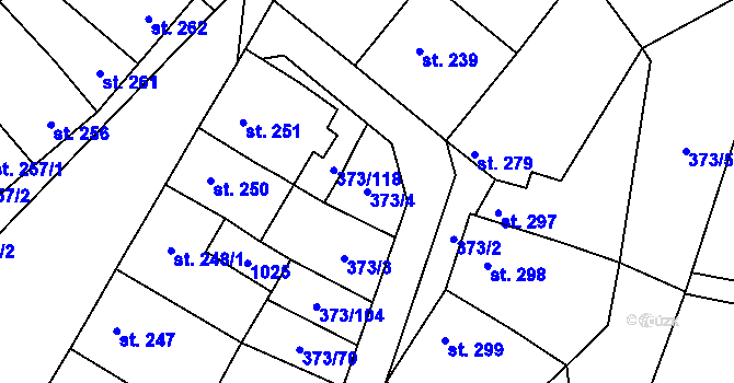 Parcela st. 373/4 v KÚ Kokory, Katastrální mapa