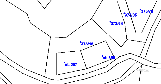 Parcela st. 373/18 v KÚ Kokory, Katastrální mapa