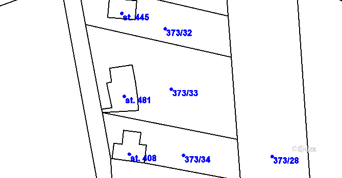 Parcela st. 373/33 v KÚ Kokory, Katastrální mapa