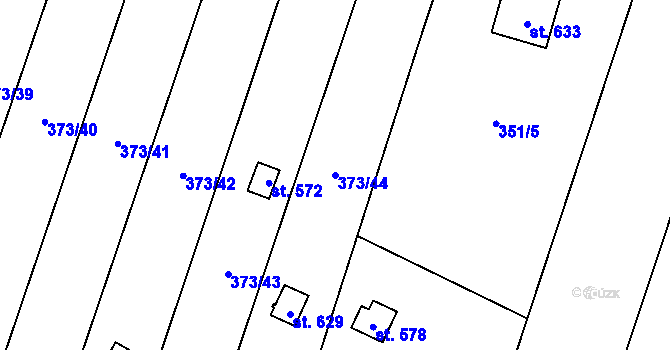 Parcela st. 373/44 v KÚ Kokory, Katastrální mapa