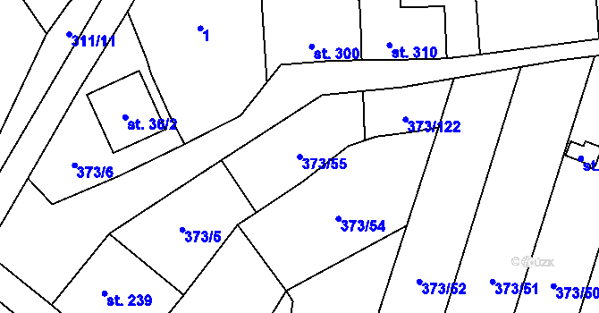 Parcela st. 373/55 v KÚ Kokory, Katastrální mapa