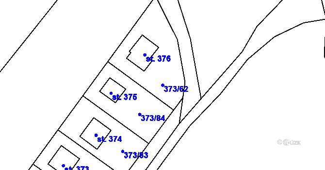 Parcela st. 373/62 v KÚ Kokory, Katastrální mapa