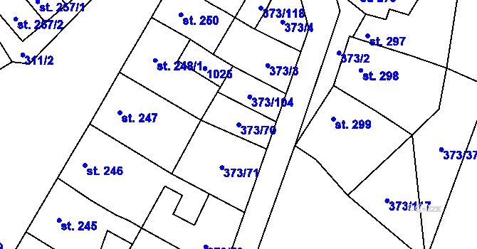 Parcela st. 373/70 v KÚ Kokory, Katastrální mapa