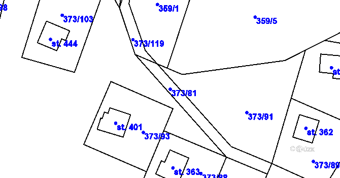 Parcela st. 373/81 v KÚ Kokory, Katastrální mapa