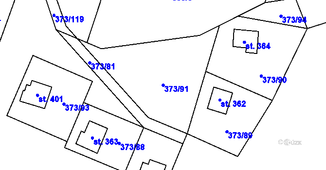 Parcela st. 373/91 v KÚ Kokory, Katastrální mapa