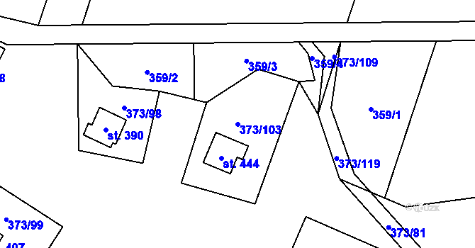 Parcela st. 373/103 v KÚ Kokory, Katastrální mapa