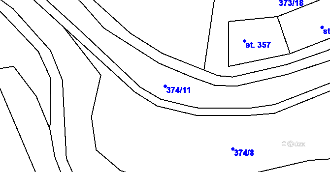 Parcela st. 374/11 v KÚ Kokory, Katastrální mapa