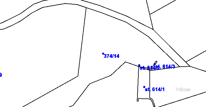 Parcela st. 374/14 v KÚ Kokory, Katastrální mapa