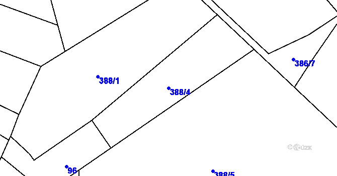 Parcela st. 388/4 v KÚ Kokory, Katastrální mapa